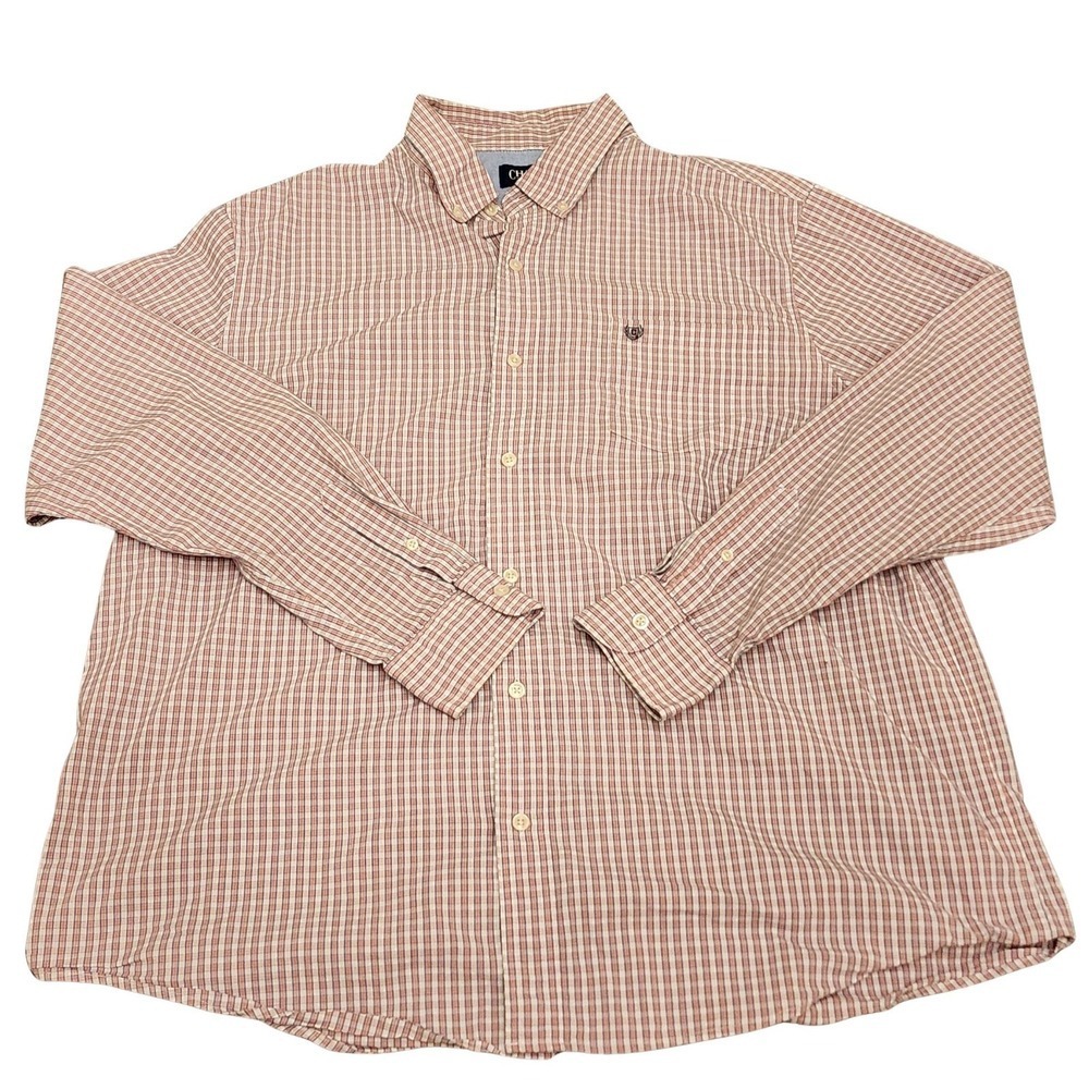 Chaps Shirt Men's Size 2XL Pink/Blue Plaid L/S Button Down Big 162088 Casual